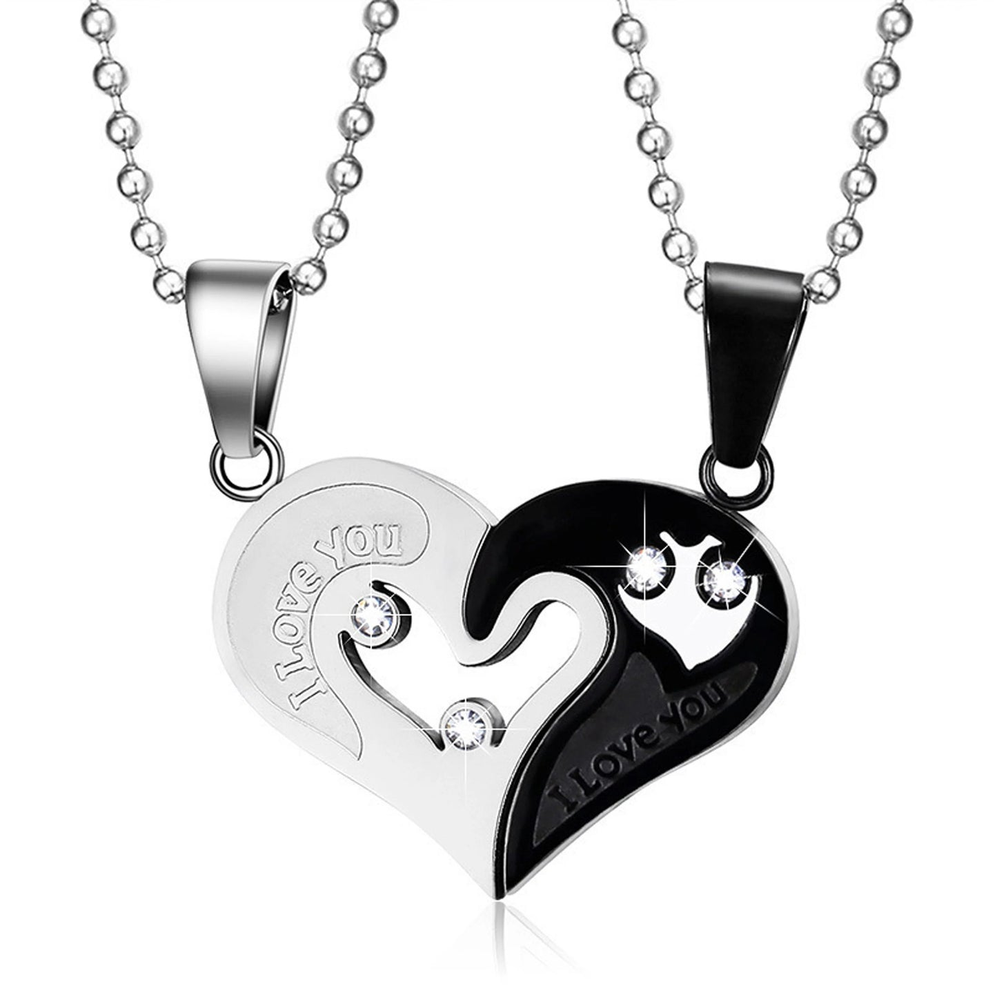 Lover's Valentine Special Broken Two Half Heart Shape Love Pendant Locket Necklace Chain For Valentine Gift for Him & Her