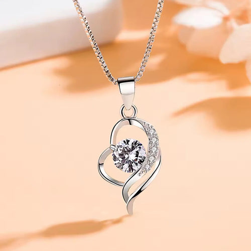 heart-shaped zircon pendant necklace for women