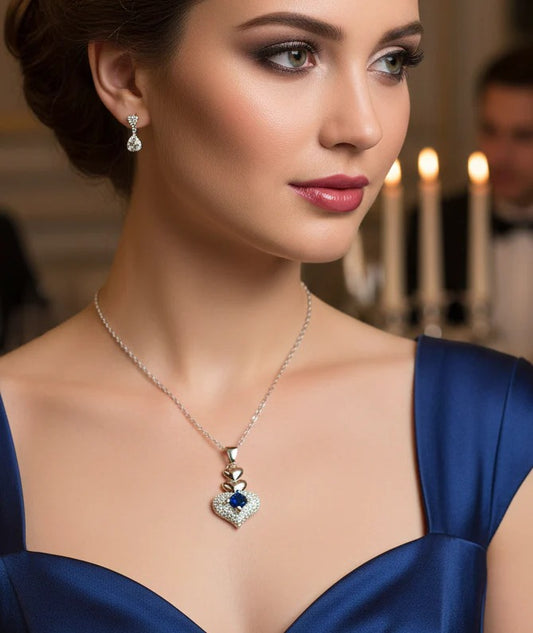 Sterling Romantic Heart Pendant Necklace for Women