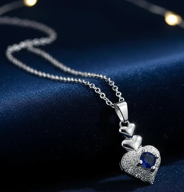 Sterling Romantic Heart Pendant Necklace for Women