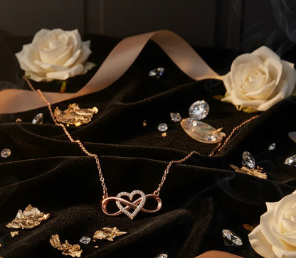 Rose Gold Plated Infinity Looped Heart Shape Necklace Chain