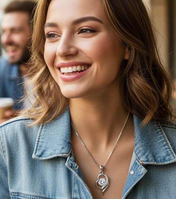 heart-shaped zircon pendant necklace for women