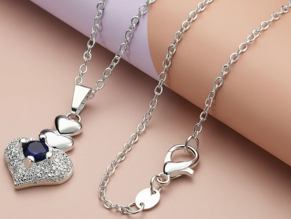 Sterling Romantic Heart Pendant Necklace for Women