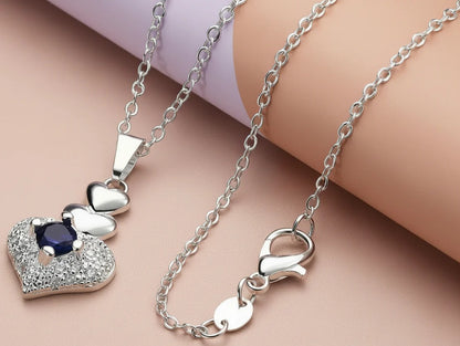 Sterling Romantic Heart Pendant Necklace for Women
