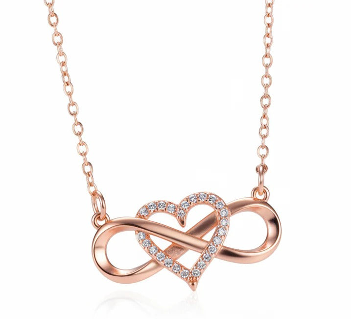 Rose Gold Plated Infinity Looped Heart Shape Necklace Chain