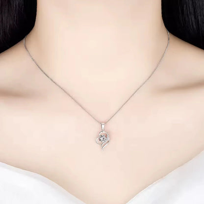 heart-shaped zircon pendant necklace for women