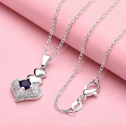 Sterling Romantic Heart Pendant Necklace for Women