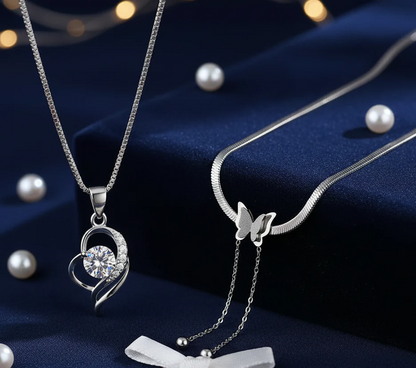 heart-shaped zircon pendant necklace for women